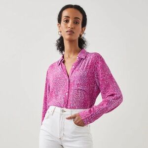 Rails Josephine Magenta Cheetah Print Button Down Shirt Size M